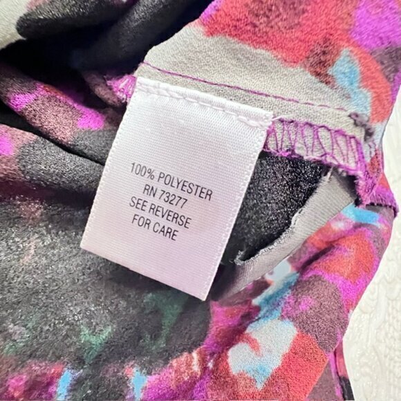 Simply Vera Vera Wang Blouse Womens PL Long Sleeve V Neck Tunic Sheer Chiffon - Picture 11 of 12